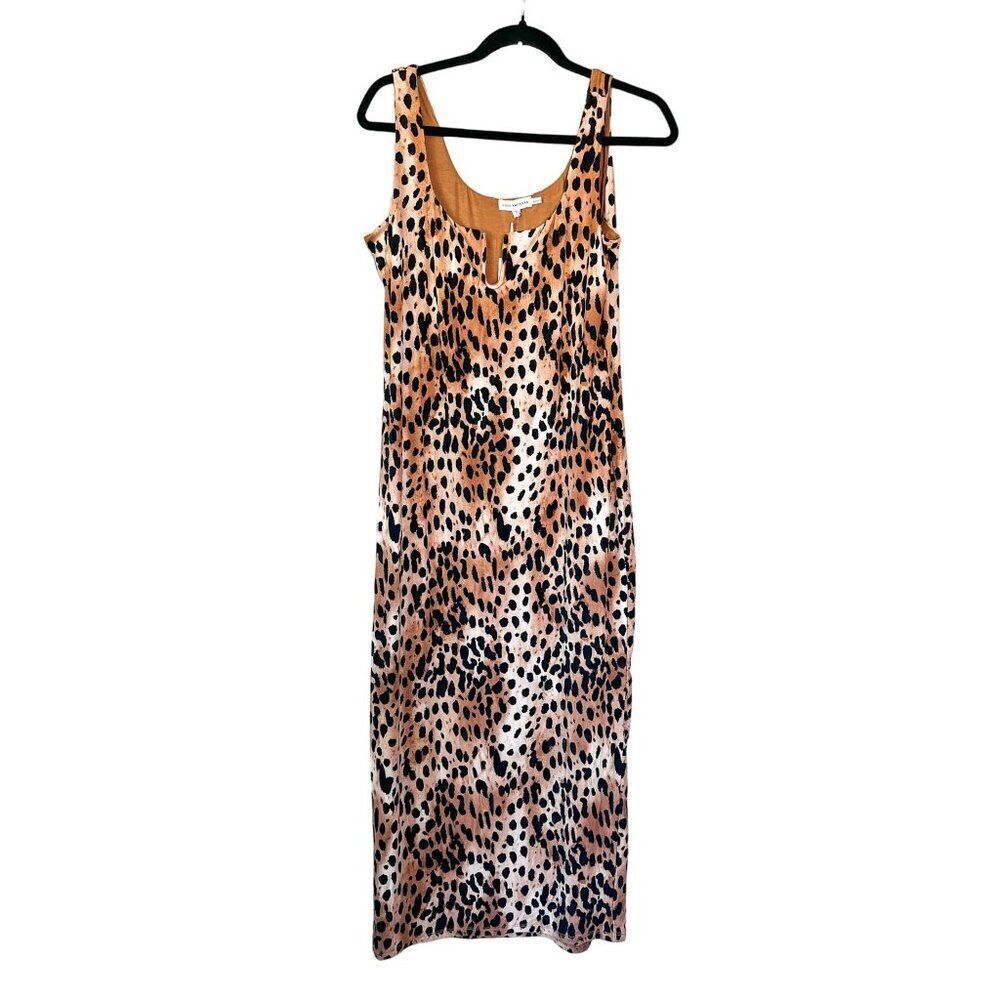 NWT! Good American Caramel Cheetah Body Con Midi Dress Size 5 XXL